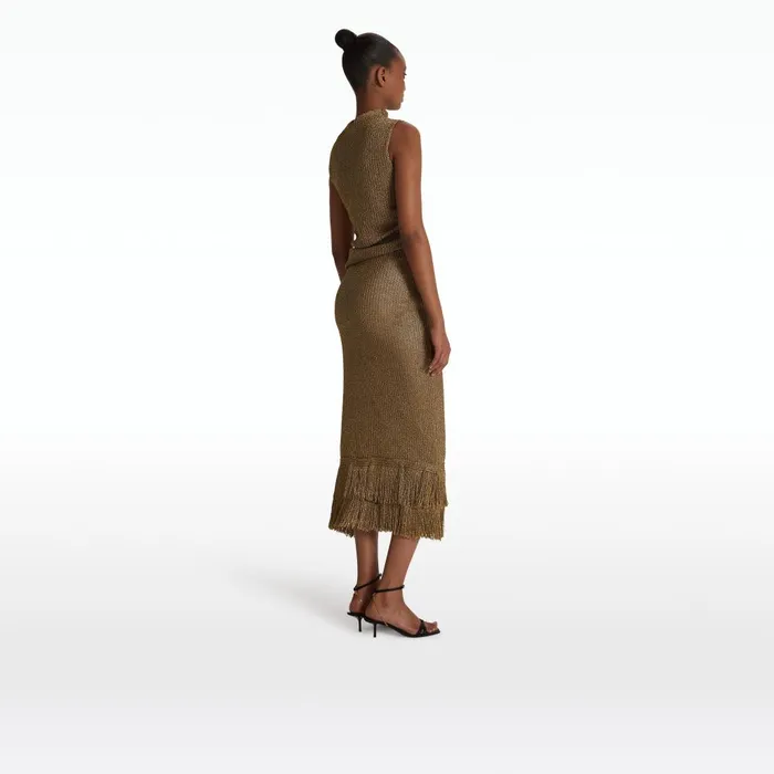 Safiyaa Veranna Gold Knit Top Women Knitwear