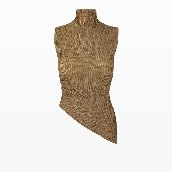 Safiyaa Veranna Gold Knit Top Women Knitwear