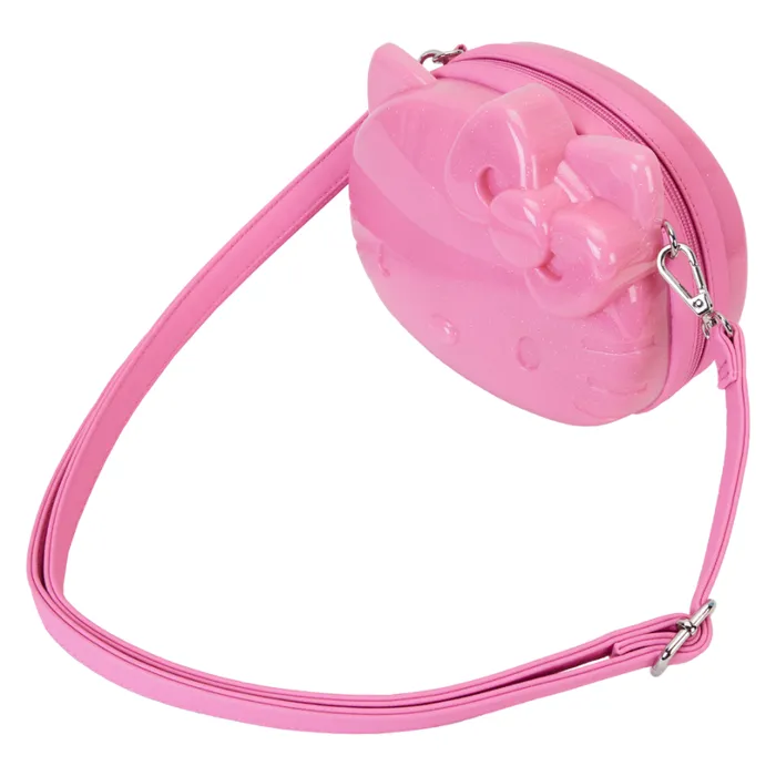 Sanrio Exclusive Hello Kitty 50th Anniversary Glitter Figural Crossbody Bag Unisex Loungefly Bags and Wallets