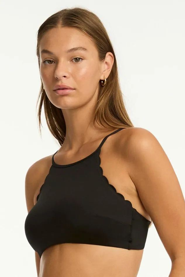 Scallop High Neck Top Scallop Women Sea Level Tops
