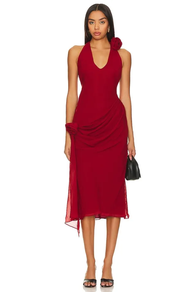Shayla Midi Dress Burgundy Women Lovers and Friends Dresses