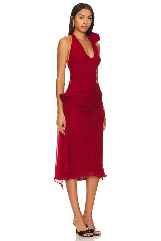 Shayla Midi Dress Burgundy Women Lovers and Friends Dresses