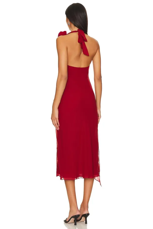 Shayla Midi Dress Burgundy Women Lovers and Friends Dresses