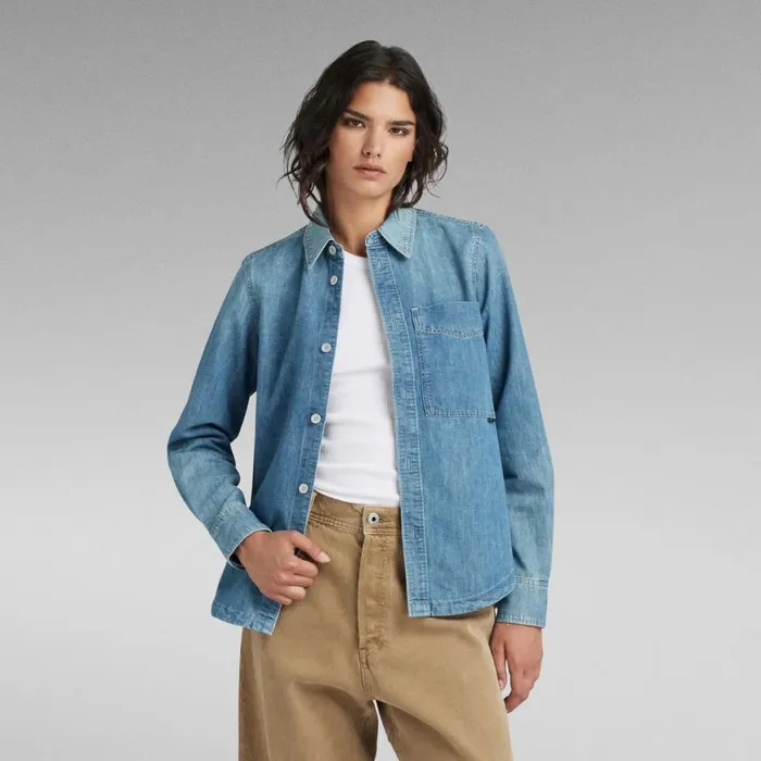 Shirts and Blouses Women GStar RAW Premium 1Pocket Shirt Faded Cadet Blue