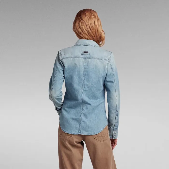 Shirts and Blouses Women GStar RAW Premium 70039S Slim Denim Shirt Sun Faded Cadet Blue