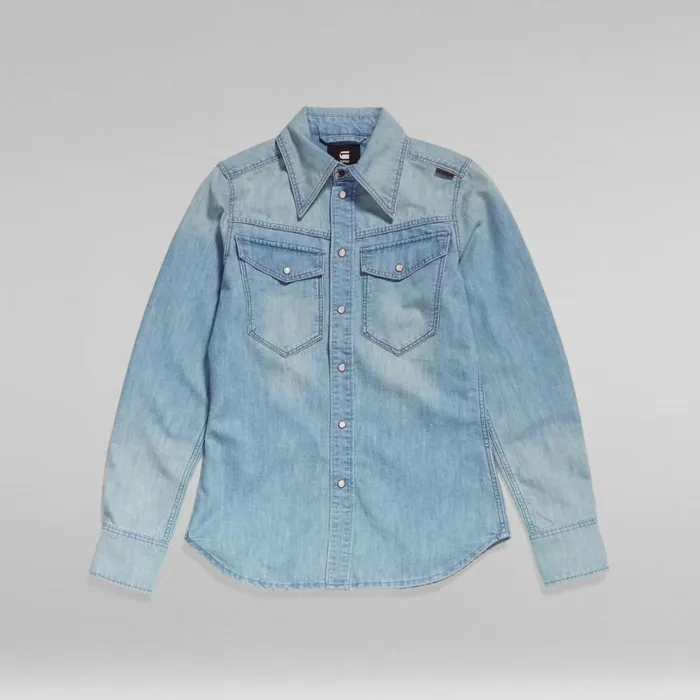 Shirts and Blouses Women GStar RAW Premium 70039S Slim Denim Shirt Sun Faded Cadet Blue