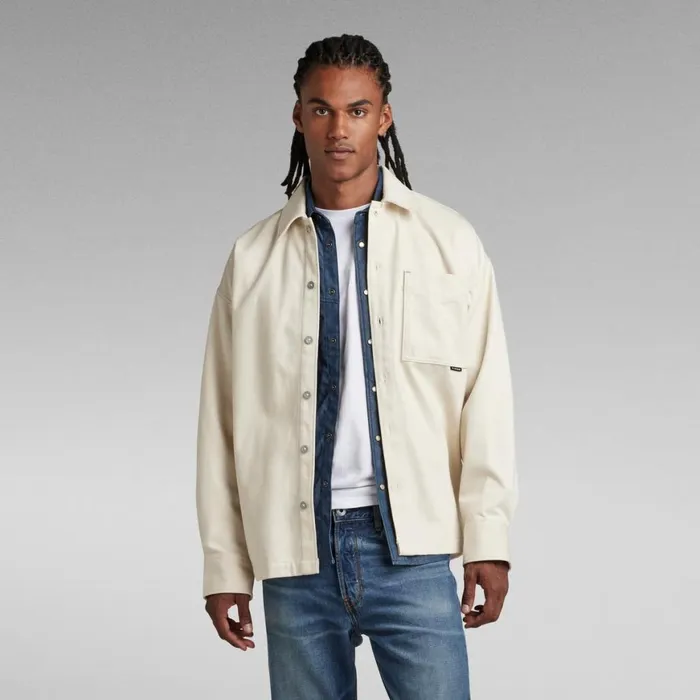Shirts Men GStar RAW Boxy Fit Shirt Ecru