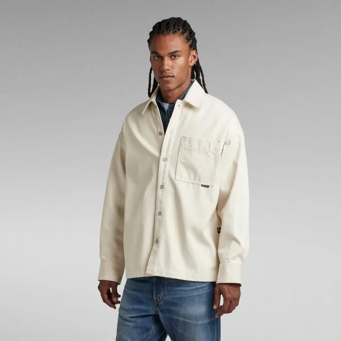 Shirts Men GStar RAW Boxy Fit Shirt Ecru