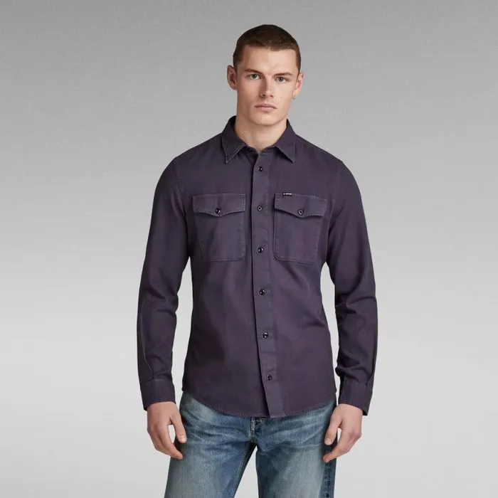 Shirts Men GStar RAW Marine Slim Shirt Dark Grape Gd