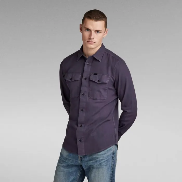 Shirts Men GStar RAW Marine Slim Shirt Dark Grape Gd