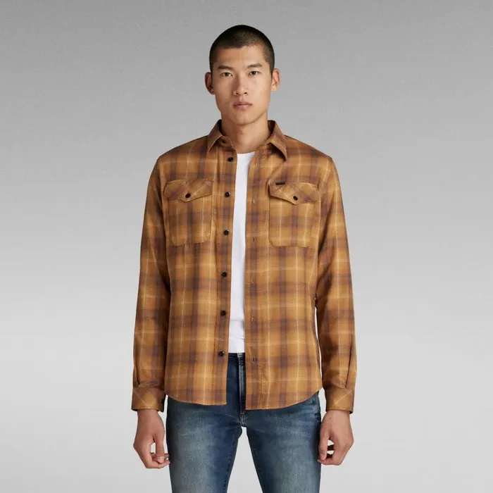 Shirts Men GStar RAW Marine Slim Shirt Oxide Ocre Carter Check