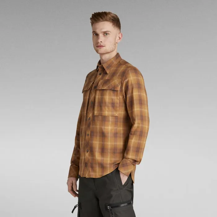 Shirts Men GStar RAW Navy Seal Regular Shirt Oxide Ocre Carter Check