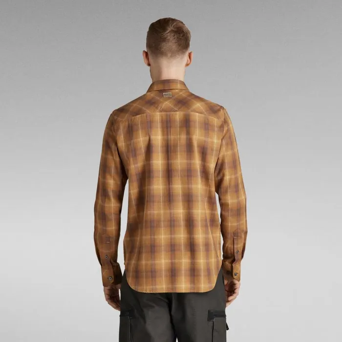 Shirts Men GStar RAW Navy Seal Regular Shirt Oxide Ocre Carter Check