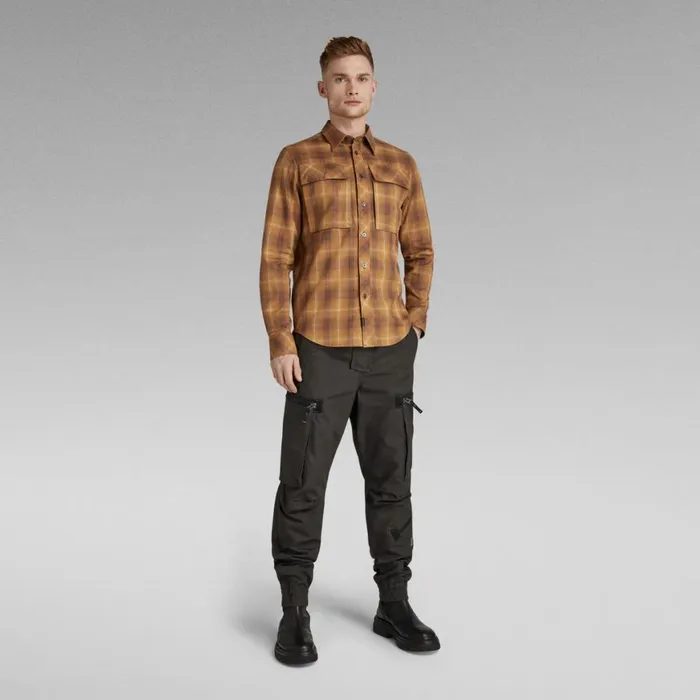 Shirts Men GStar RAW Navy Seal Regular Shirt Oxide Ocre Carter Check