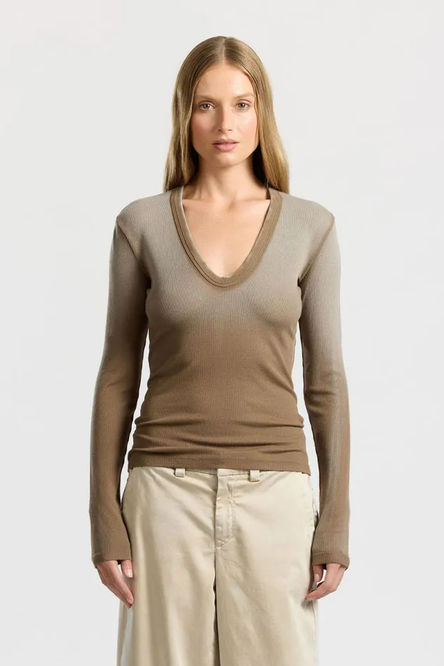 Shirts Women COTTON CITIZEN Verona UNeck Shirt Camel Cast