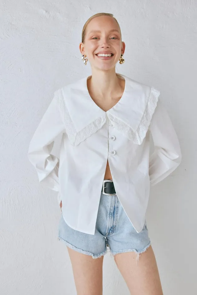 Shirts Women VRG GRL Mae Blouse White Shirts Women VRG GRL Mae Blouse White