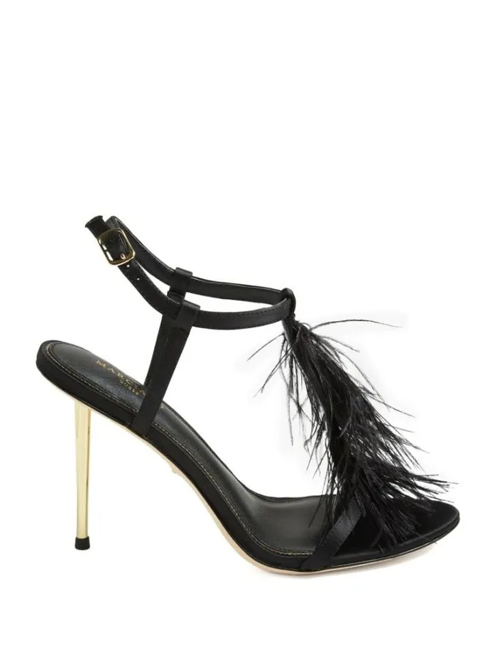 Shoes Women Marciano Reyon Feather Satin Heel Black Shoes Women Marciano Reyon Feather Satin Heel Black