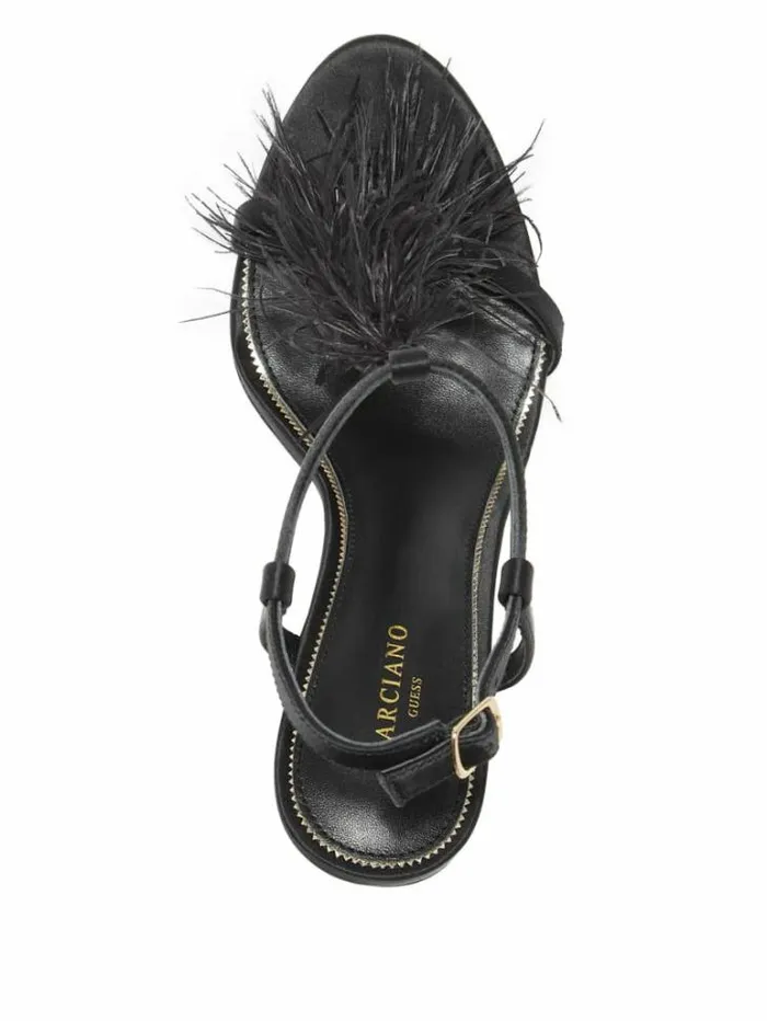 Shoes Women Marciano Reyon Feather Satin Heel Black Shoes Women Marciano Reyon Feather Satin Heel Black