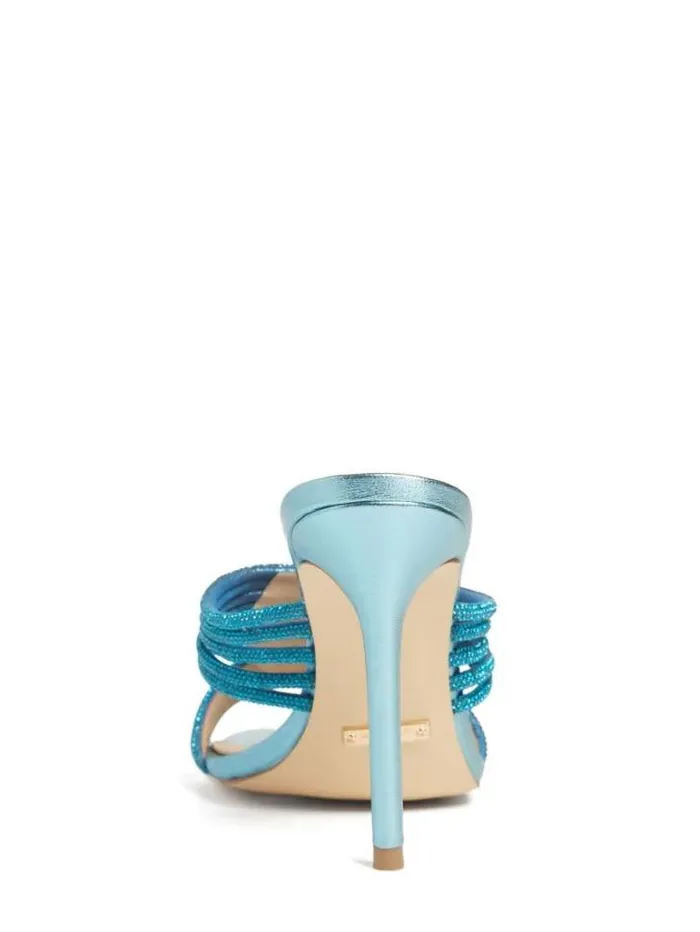 Shoes Women Marciano Rhinestone Strappy Heel Mid Blue