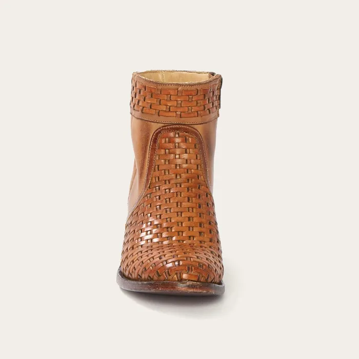 Shorties Women Stetson Basketweave Side Zip Ankle Boot Brown