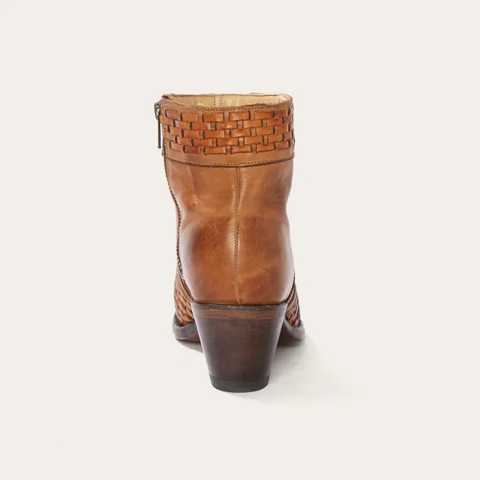 Shorties Women Stetson Basketweave Side Zip Ankle Boot Brown