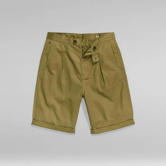 Shorts Men GStar RAW Pleated Chino Shorts Smoke Olive