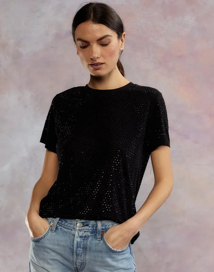 Sirius Crystal TShirt 8211 Black Women Cynthia Rowley Tops