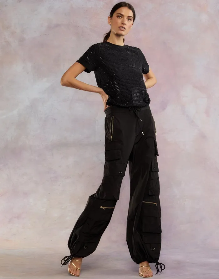 Sirius Crystal TShirt 8211 Black Women Cynthia Rowley Tops