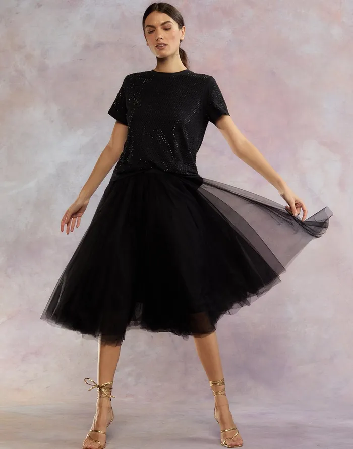 Sirius Crystal TShirt 8211 Black Women Cynthia Rowley Tops