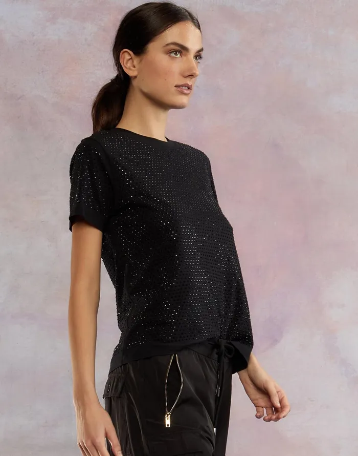 Sirius Crystal TShirt 8211 Black Women Cynthia Rowley Tops