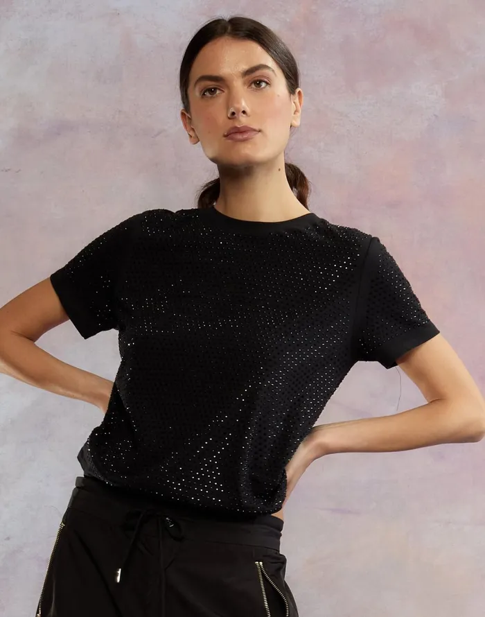Sirius Crystal TShirt 8211 Black Women Cynthia Rowley Tops