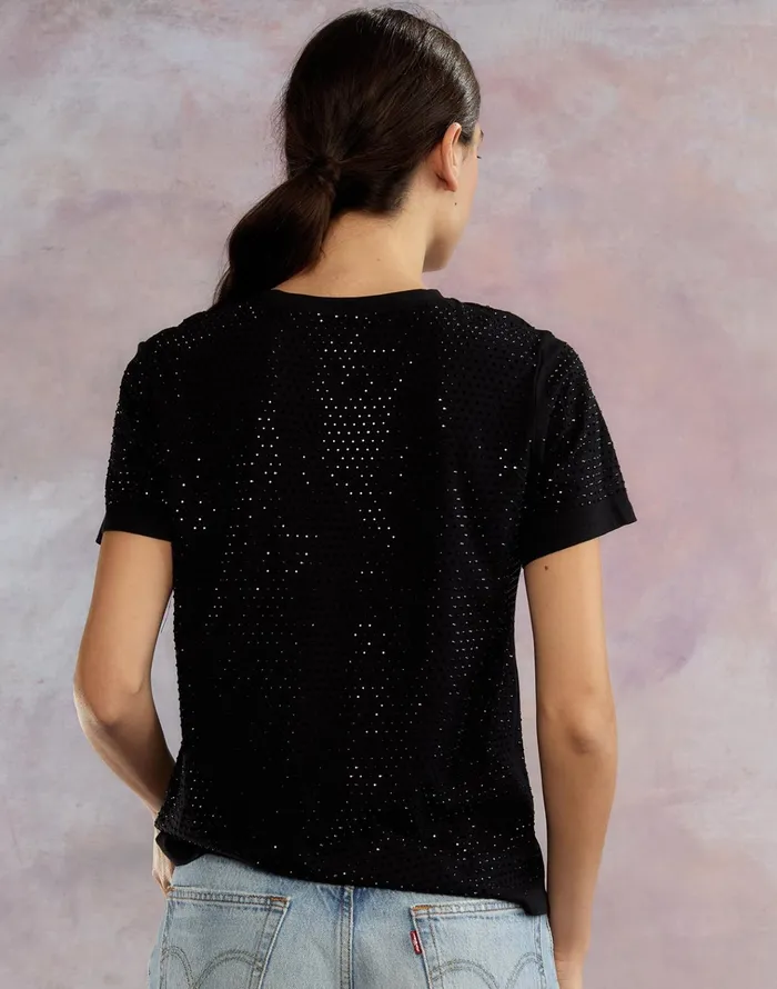 Sirius Crystal TShirt 8211 Black Women Cynthia Rowley Tops