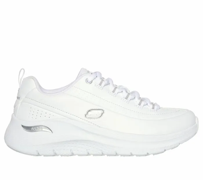 Skechers Arch Fit 20 8211 Star Bound White Silver Women Athletic Sneakers