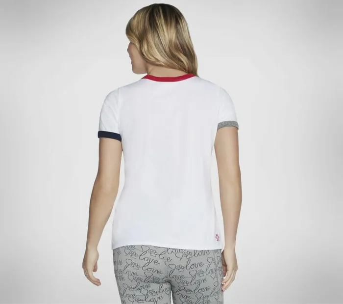 Skechers BOBS Hot Dawg Ringer Tee White Women Tops Skechers BOBS Hot Dawg Ringer Tee White Women Tops