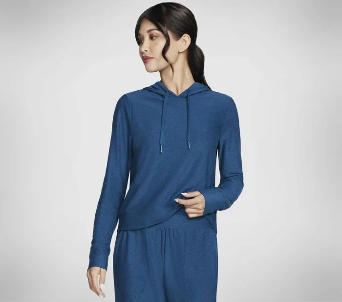 Skechers Diamond Brushed Hoodie Teal Navy Women Tops