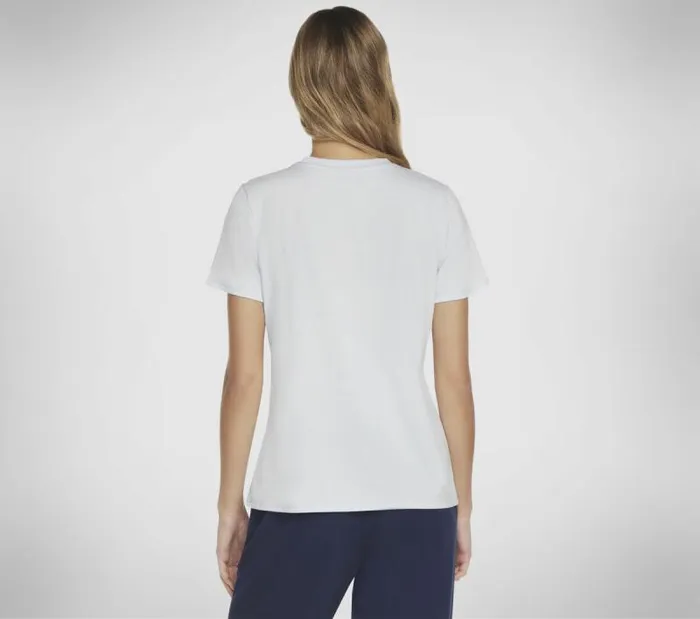 Skechers Dream Bloom Tee Blue Silver Women Tops Skechers Dream Bloom Tee Blue Silver Women Tops
