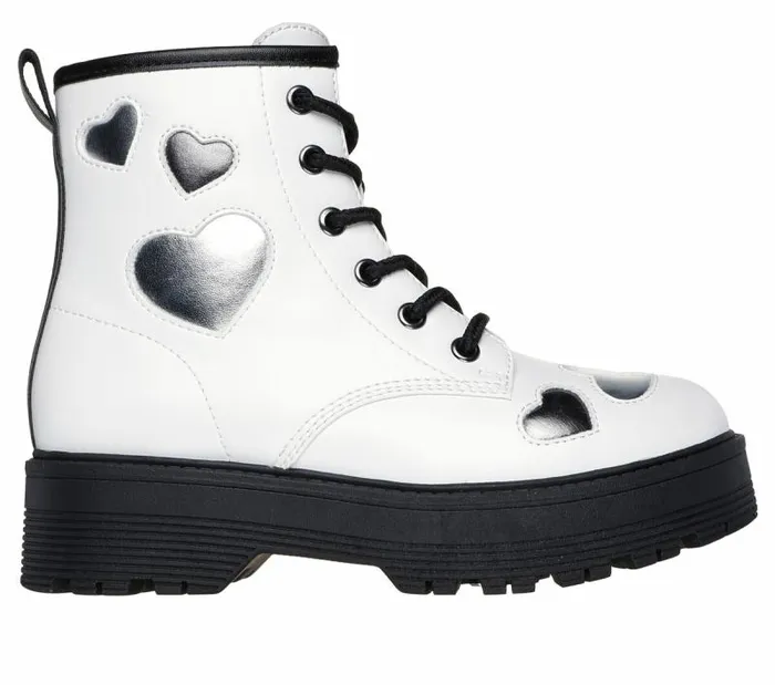 Skechers Gravlen Hi 8211 Metallic Heart White Kids Boots