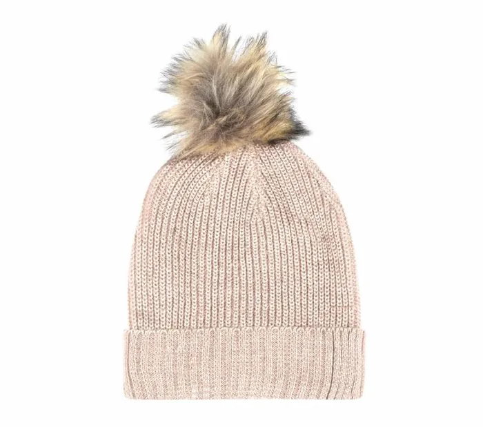 Skechers Marled Purl Beanie Pink WomenMen Cold Weather Gear