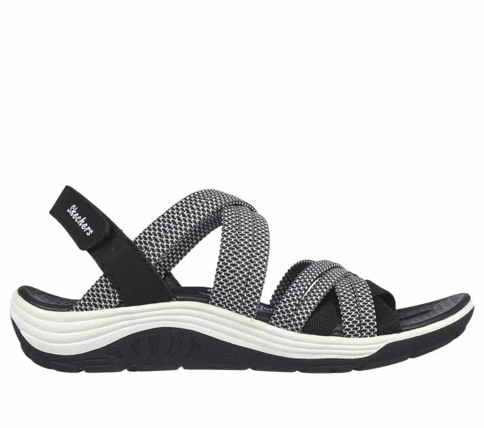Skechers Reggae Cup 8211 Smitten By You Black White Women Sandals