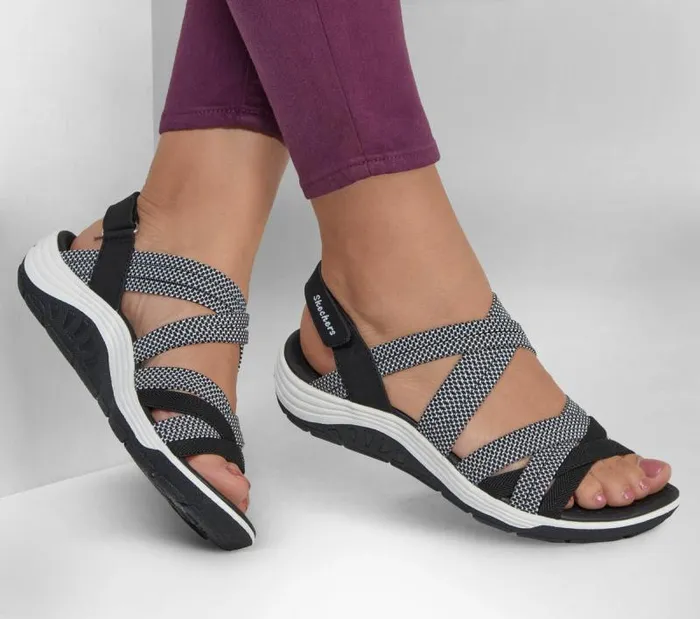 Skechers Reggae Cup 8211 Smitten By You Black White Women Sandals Skechers Reggae Cup 8211 Smitten By You Black White Women Sandals