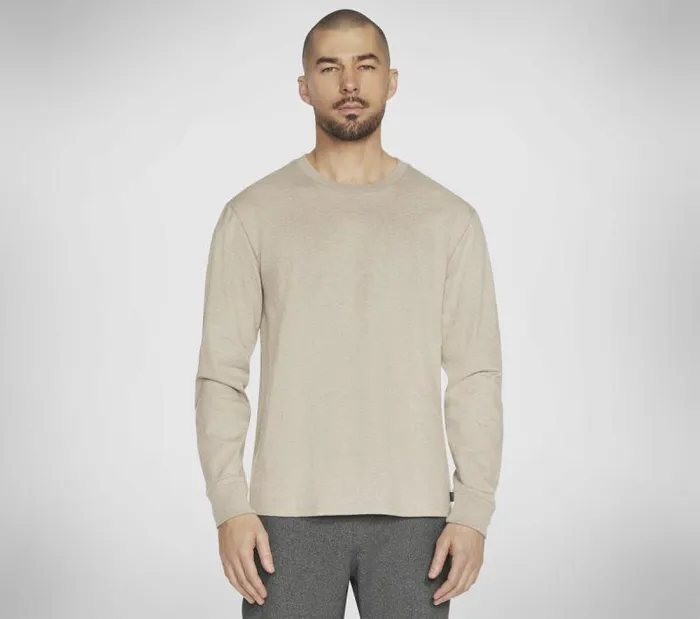 Skechers Skech Jersey Max Long Sleeve Tee Wheat Natural Men Tops