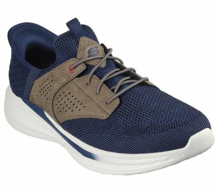 Skechers Skechers Slipins Relaxed Fit Slade 8211 Caster Navy Tan Men Casual Sneakers