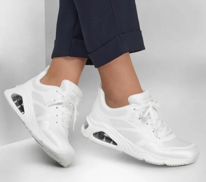 Skechers TresAir Uno 8211 RevolutionAiry White Silver Women Athletic Sneakers