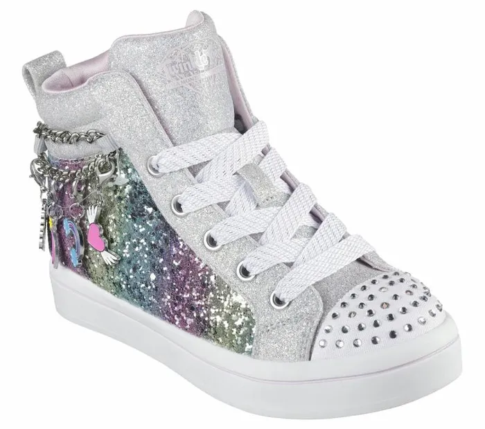Skechers TwiLites8211 Charm Glitz Silver Multi Kids Athletic Shoes and Sneakers Skechers TwiLites8211 Charm Glitz Silver Multi Kids Athletic Shoes and Sneakers