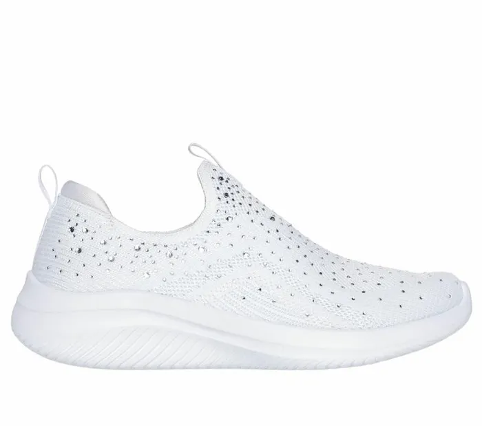 Skechers Ultra Flex 30 8211 Glam Night White Silver Women Athletic Sneakers