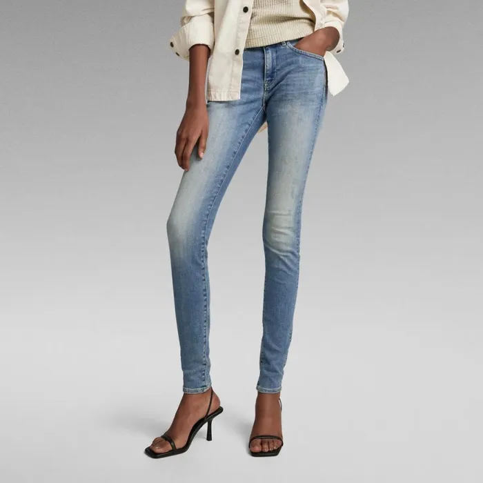 Skinny Women GStar RAW Midge Zip Mid SkinnyJeans Light Vintage Aged Destroy