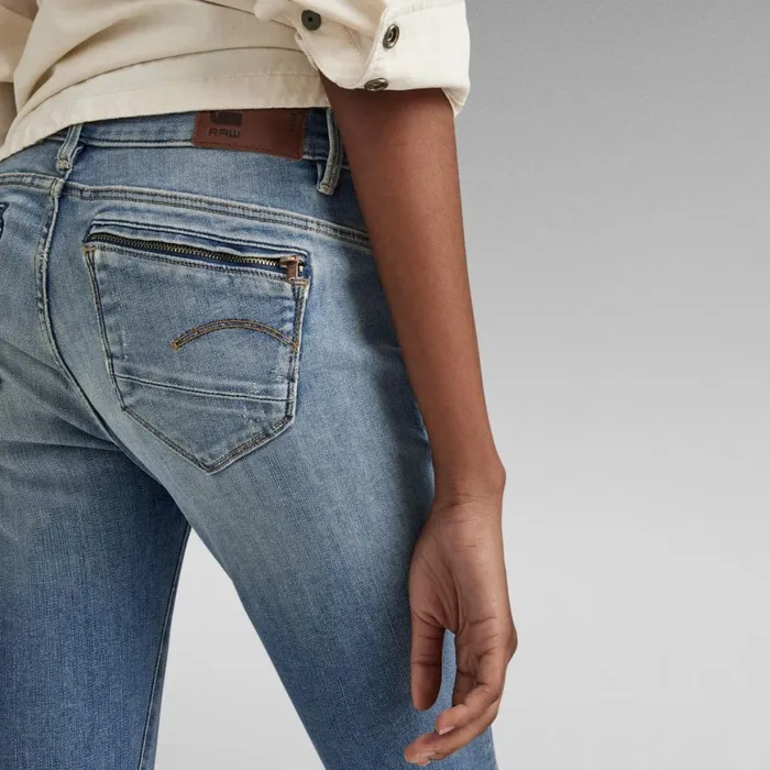 Skinny Women GStar RAW Midge Zip Mid SkinnyJeans Light Vintage Aged Destroy
