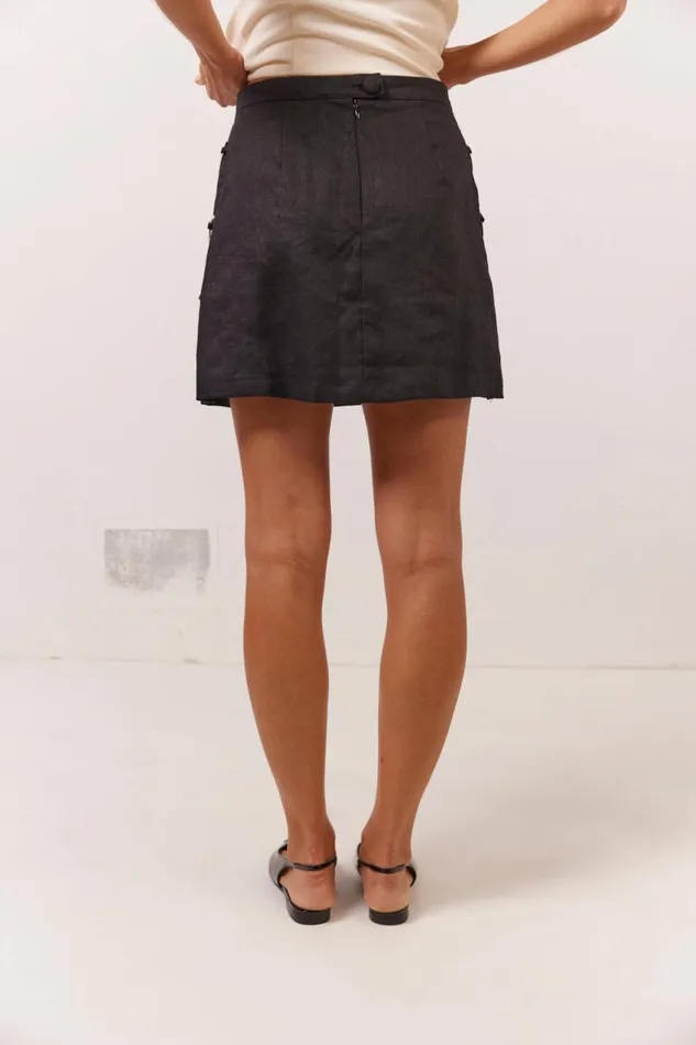Skirts Women VRG GRL Discoteca Linen Mini Skirt Black Skirts Women VRG GRL Discoteca Linen Mini Skirt Black