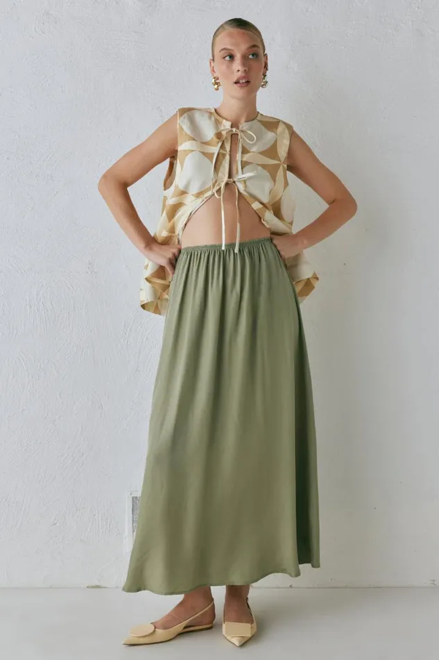 Skirts Women VRG GRL Solara Midi Skirt Sage
