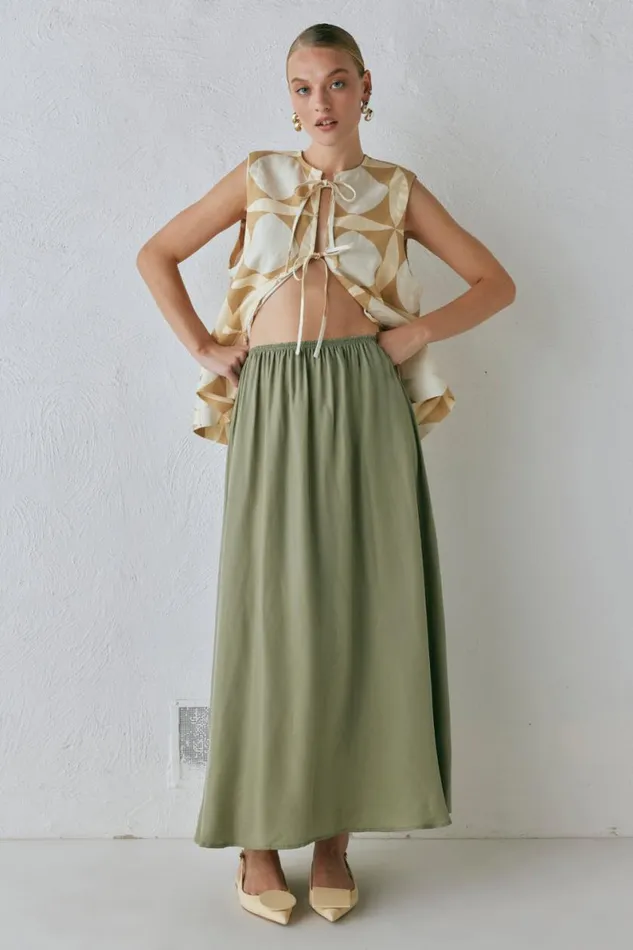 Skirts Women VRG GRL Solara Midi Skirt Sage Skirts Women VRG GRL Solara Midi Skirt Sage